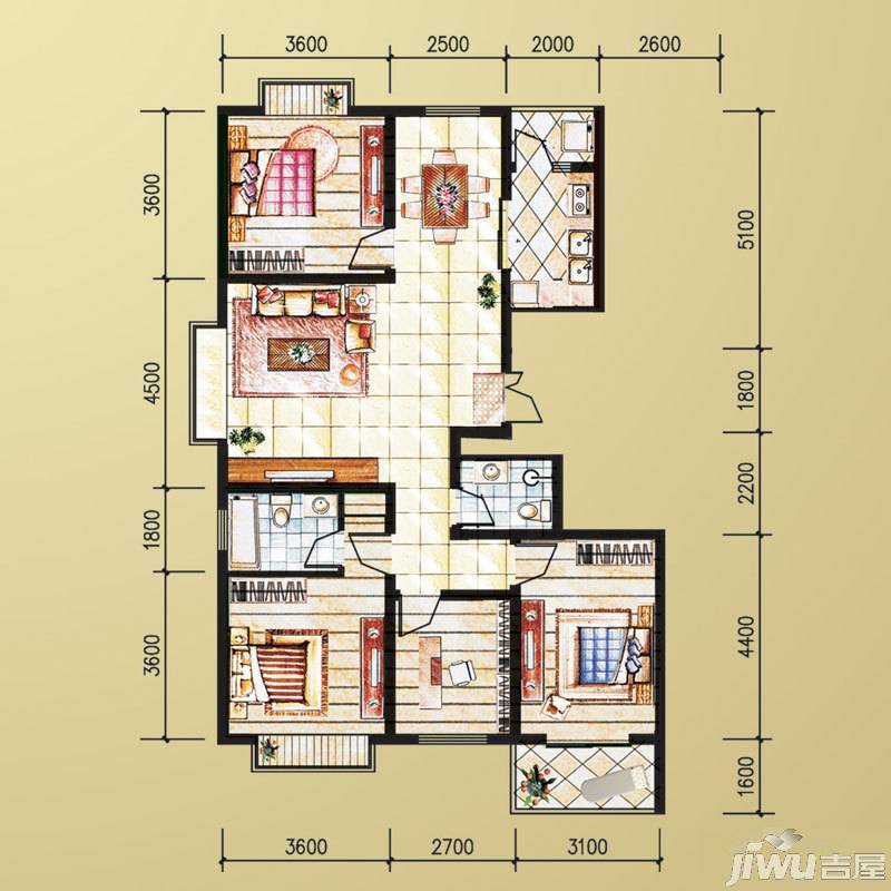 华天置地4室2厅2卫137.2㎡户型图