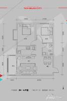 坤泽十里城2室2厅1卫86.3㎡户型图