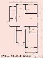 龙城金帝园3室2厅2卫140㎡户型图