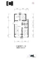 千渡东山晴3室2厅1卫106.5㎡户型图