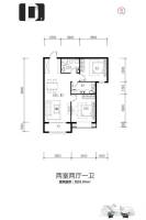 千渡东山晴2室2厅1卫91㎡户型图