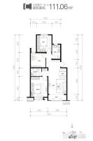 千渡东山晴3室2厅1卫111.1㎡户型图