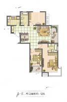 滨河华庭3室2厅2卫128.8㎡户型图