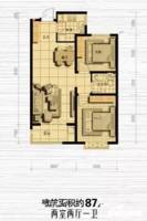 晋建迎曦园2室2厅1卫87㎡户型图