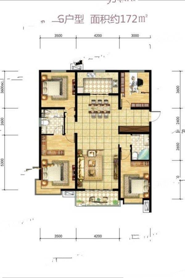 晋建迎曦园4室2厅2卫172㎡户型图