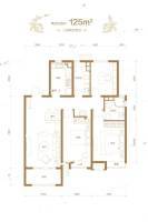 保利海德公园海德府3室2厅2卫125㎡户型图