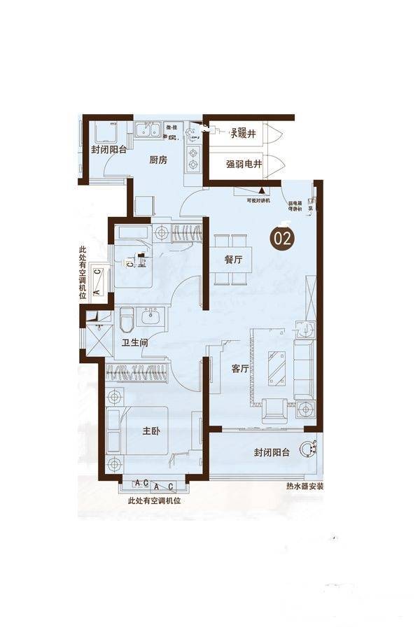 太原恒大城2室2厅1卫87.9㎡户型图