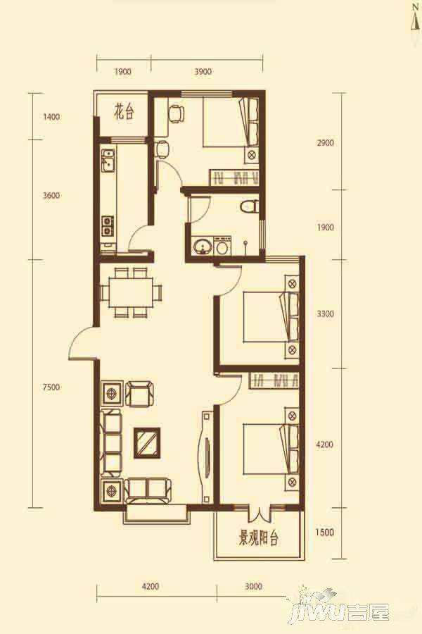 泛华公园里3室2厅1卫112.1㎡户型图