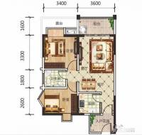 蓝海瑞园2室2厅1卫74㎡户型图