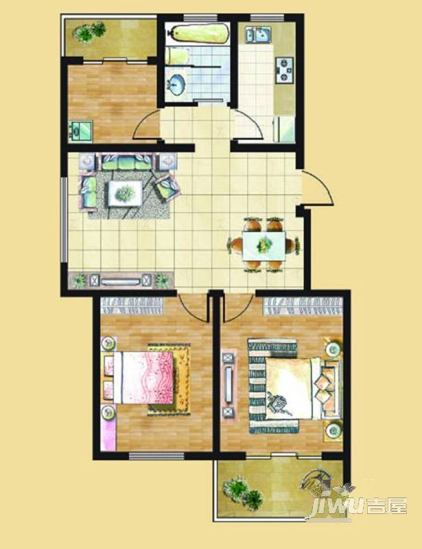 九里景秀3室2厅1卫户型图