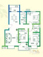 万豪绿城3室2厅2卫124㎡户型图