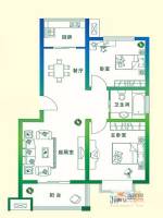 万豪绿城2室2厅1卫86㎡户型图