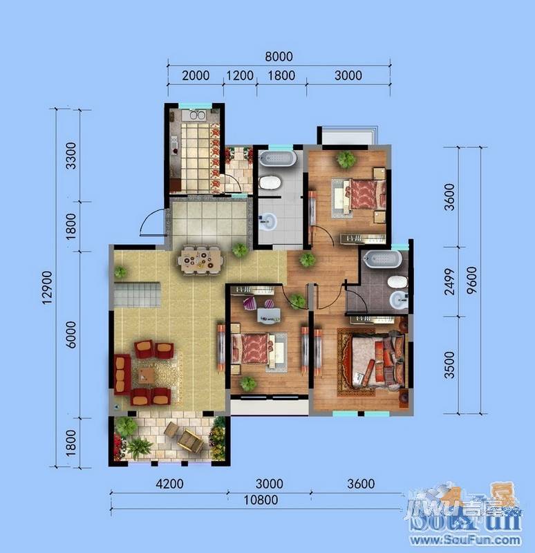 东南悦湖普通住宅119㎡户型图