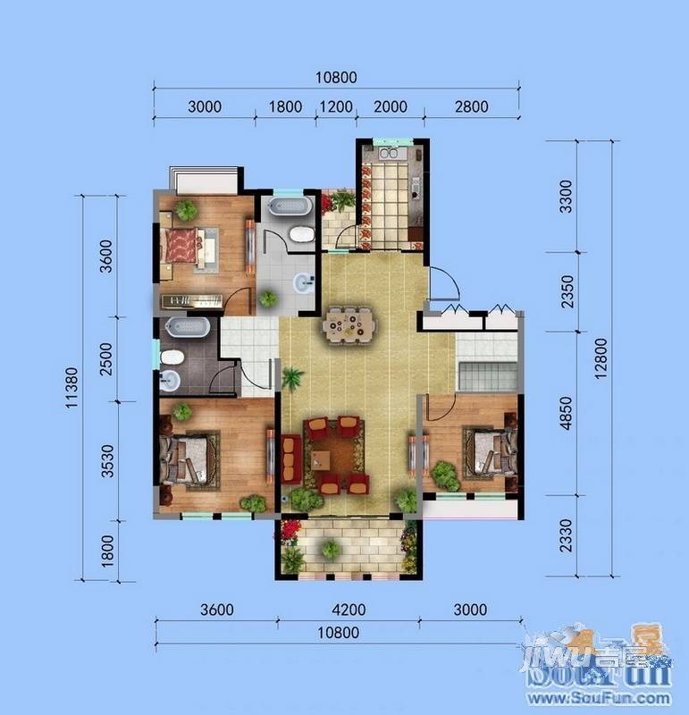 东南悦湖普通住宅119㎡户型图