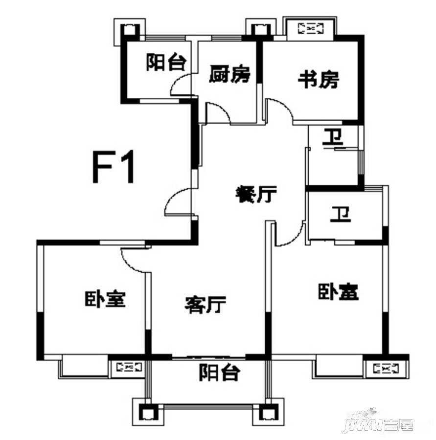 科倍尚城3室2厅2卫121.7㎡户型图