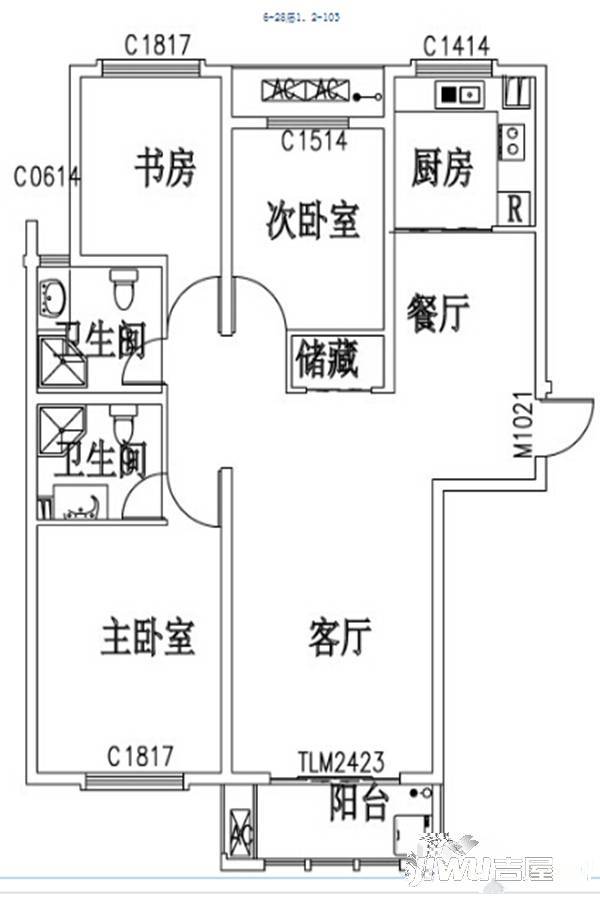 御华府3室2厅2卫139㎡户型图