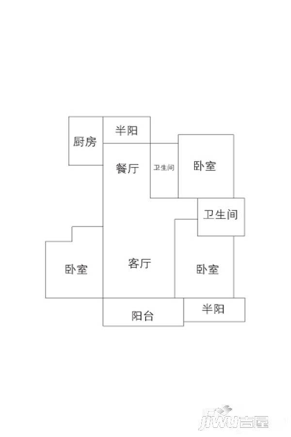 御园3室2厅1卫155㎡户型图