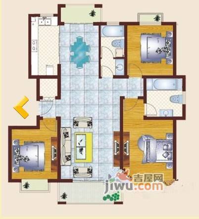 汇龙国际花园3室2厅2卫141.8㎡户型图