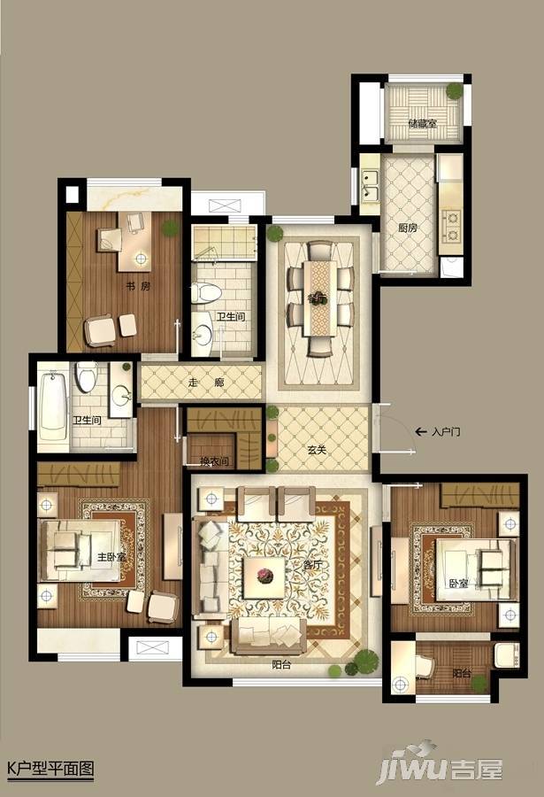 锦绣湖畔3室2厅2卫143.9㎡户型图