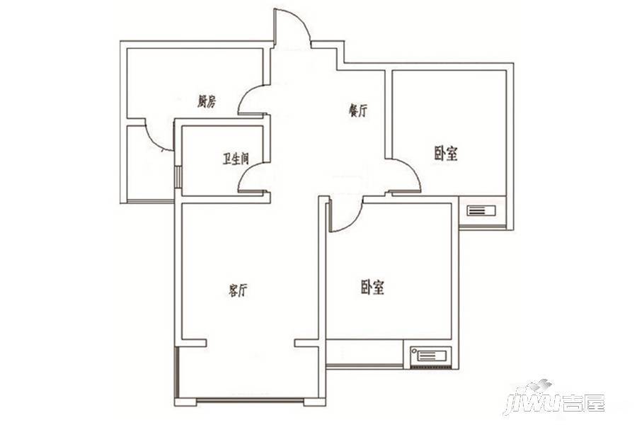 雍福上城2室2厅1卫101.2㎡户型图