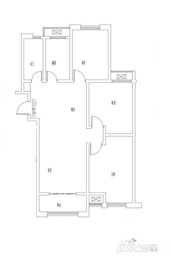 恒华新都汇3室2厅1卫125.3㎡户型图