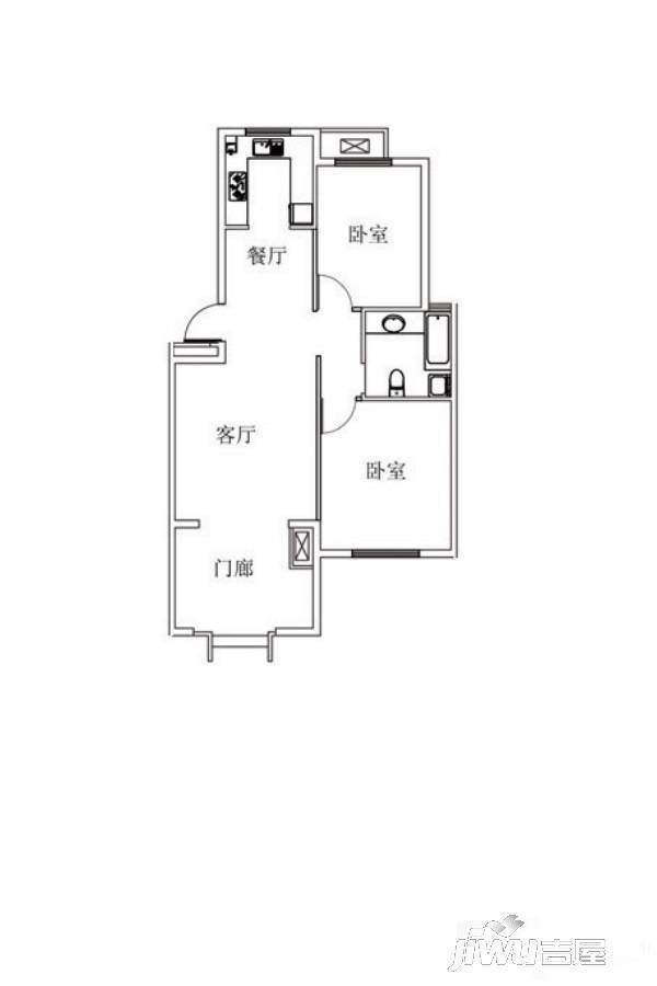 星科印象2室2厅1卫89.8㎡户型图