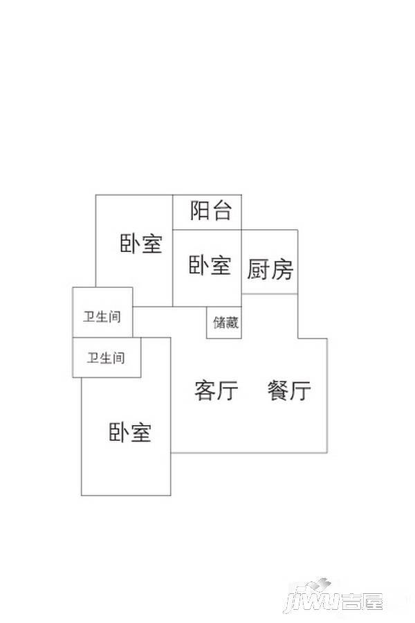 御园3室2厅2卫122.7㎡户型图