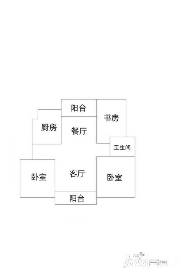 御园3室2厅1卫116.8㎡户型图