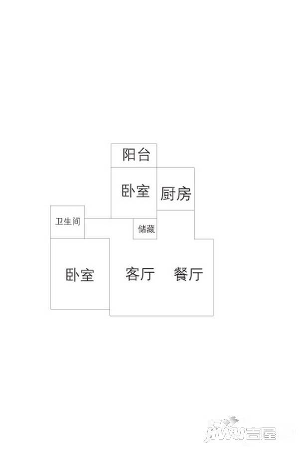 御园2室2厅1卫97.6㎡户型图