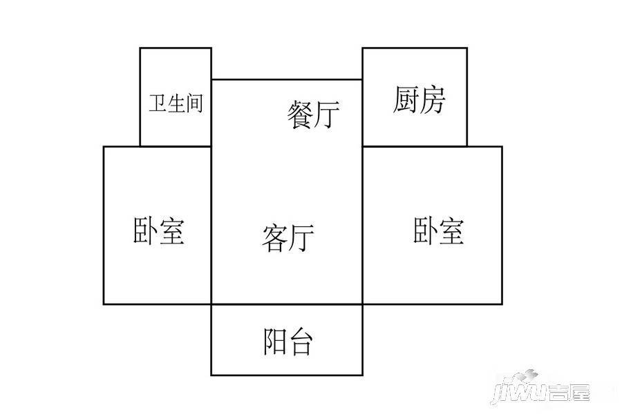 御园2室2厅1卫81.2㎡户型图