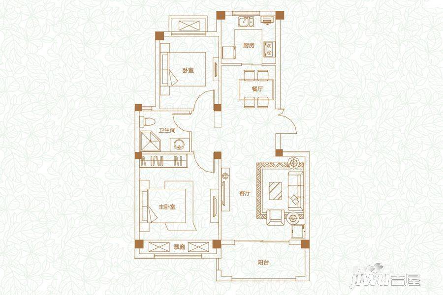 开元蓝庭2室2厅1卫76㎡户型图