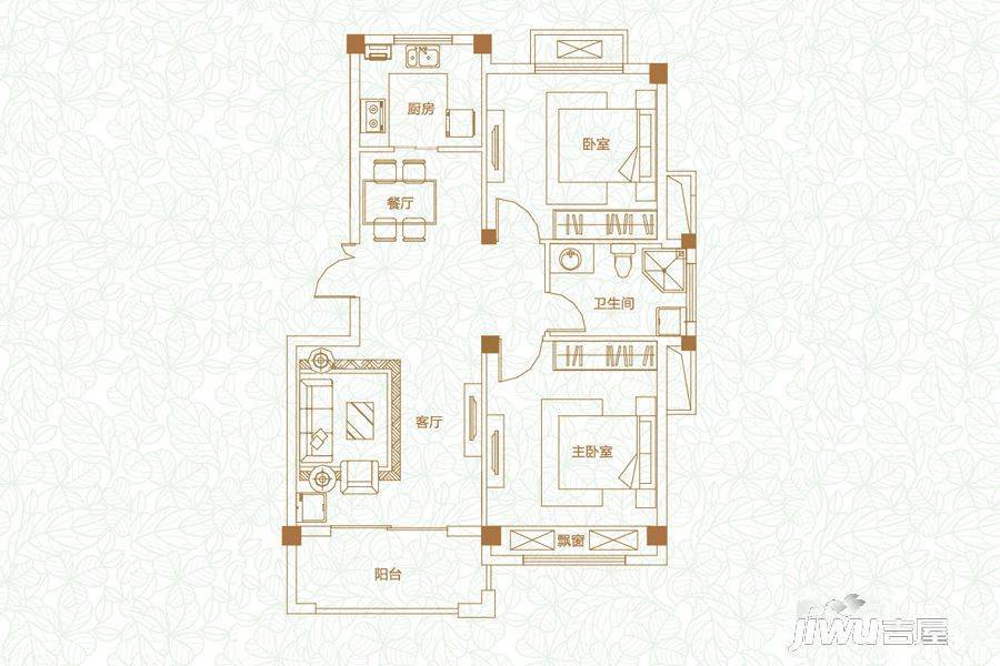 开元蓝庭2室2厅1卫83.4㎡户型图