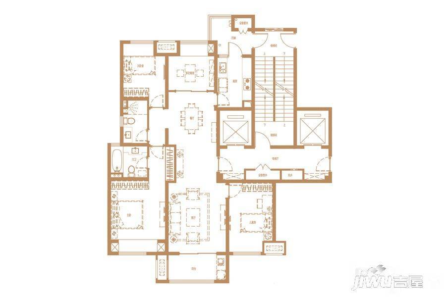 万科翡翠天地4室2厅2卫145㎡户型图