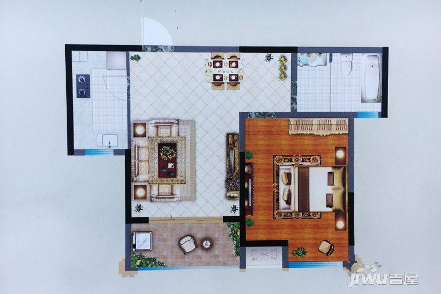 永泰锦园1室2厅1卫65㎡户型图