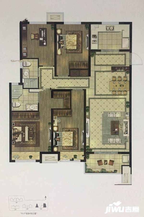 美的云熙府4室2厅2卫142㎡户型图