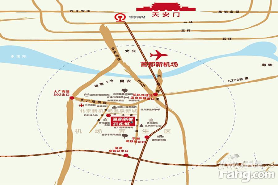 霸州温泉新都孔雀城瑾园位置交通图图片