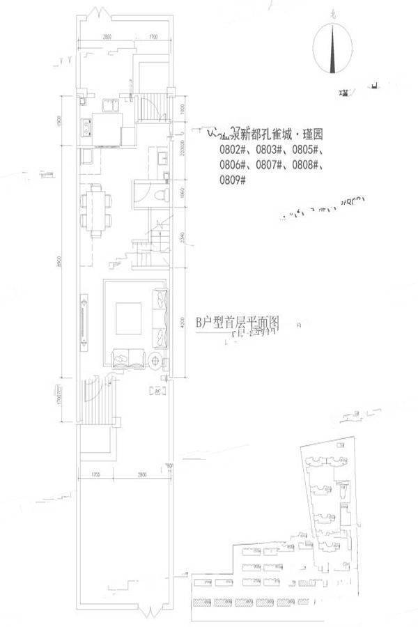 温泉新都孔雀城3室2厅3卫130㎡户型图