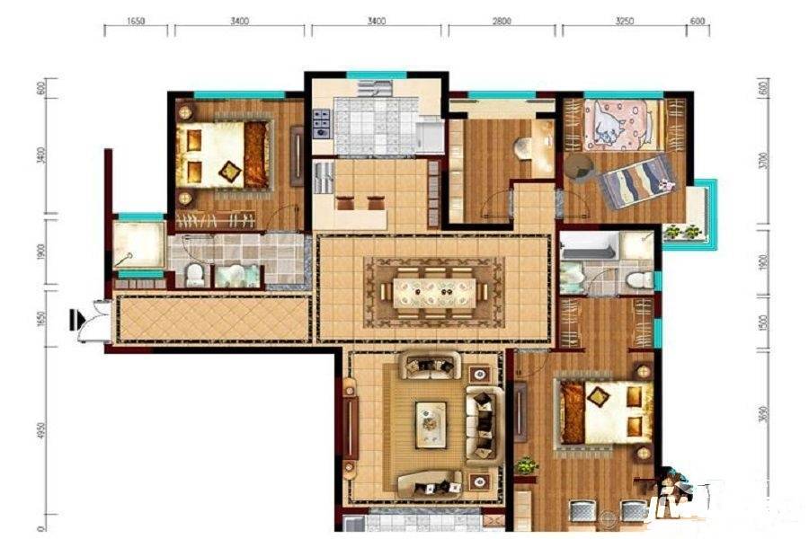 阳光城市四期晶海园4室2厅3卫168.1㎡户型图