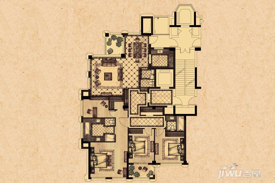 太守名府4室2厅3卫220㎡户型图