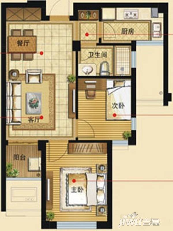 新隆碧玉园2室2厅1卫73㎡户型图