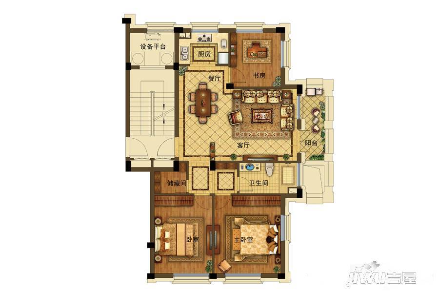 绿城明园3室2厅1卫117㎡户型图