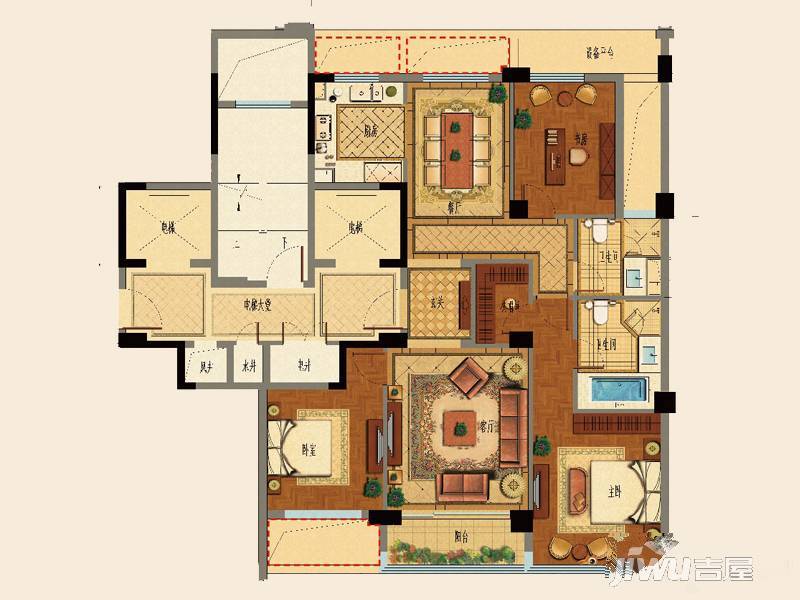 绿城明园3室2厅2卫139㎡户型图