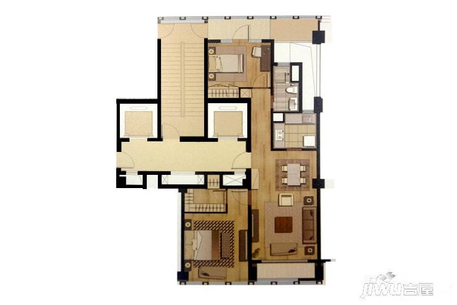 绿城宁波中心蘭園2室2厅1卫115㎡户型图