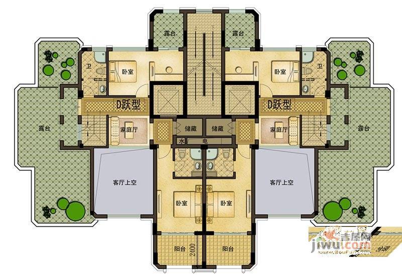 御山府6室3厅2卫285.2㎡户型图