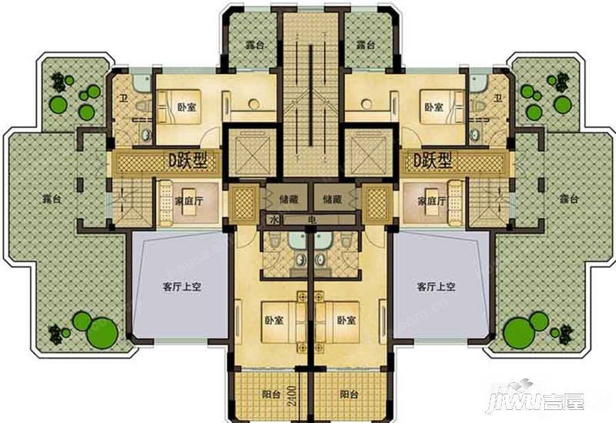 御山府6室3厅2卫285.2㎡户型图