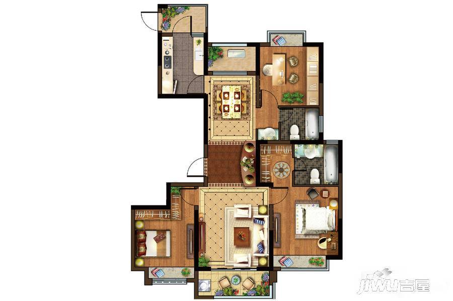 光明领御3室2厅2卫137㎡户型图