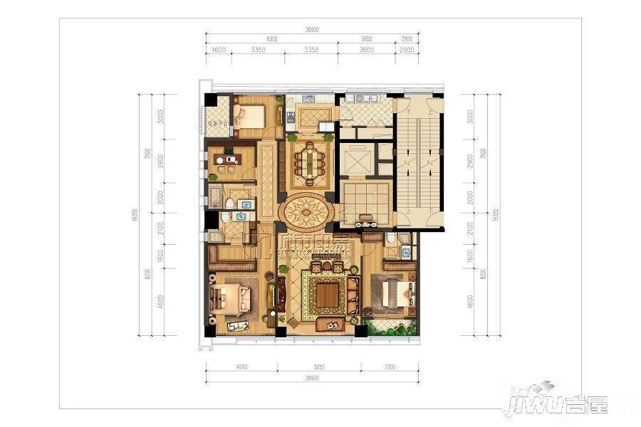 金沙码头奥莱公园商铺4室2厅2卫216㎡户型图