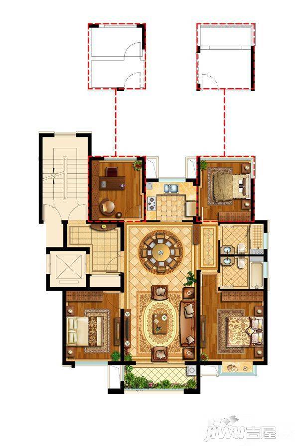 中梁国宾府4室2厅2卫125㎡户型图