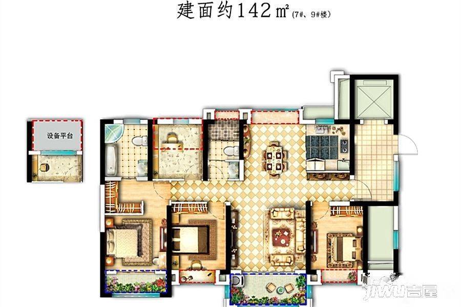 碧桂园天誉华府4室2厅2卫142㎡户型图