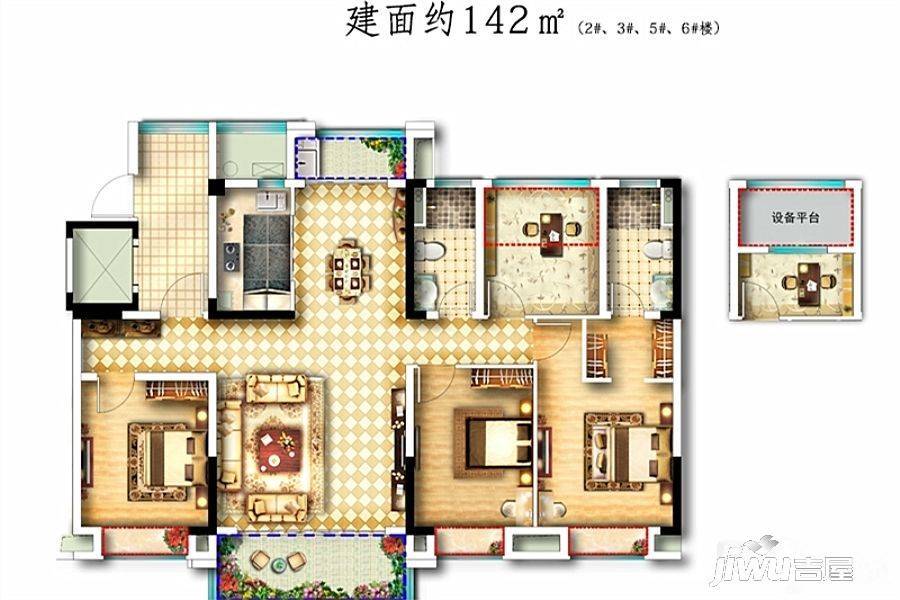 碧桂园天誉华府4室2厅2卫142㎡户型图